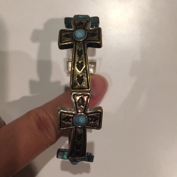 Versona Cross Bracelet - Silver & Turquoise - Picture 6 of 7